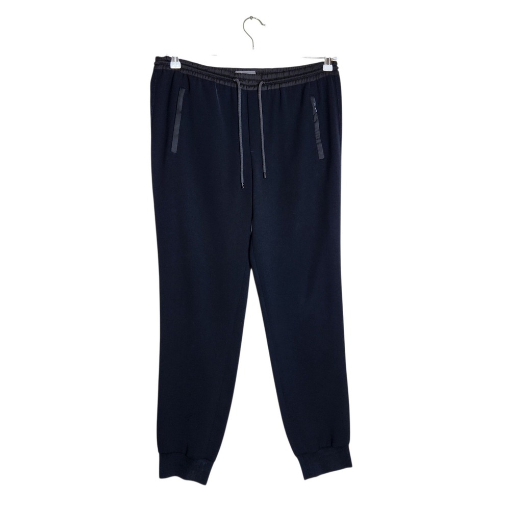 Vince Womens Navy Blue Drawstring Jogger Pants Size L Zip Pockets